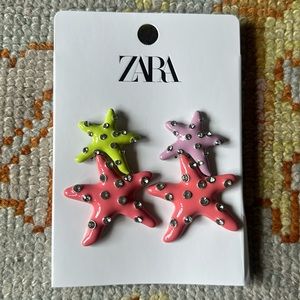 Zara Enamel Starfish  Earrings, NWT